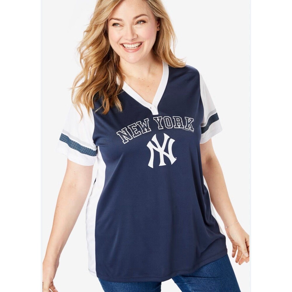 NY Yankees Genuine Merchandise Navy and White MLB Logo Tee L - Picture 10 of 10